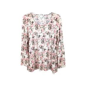 New - J. Jill Long Sleeve Top Size S Soft Cotton Modal Blend Pink Gray Beige